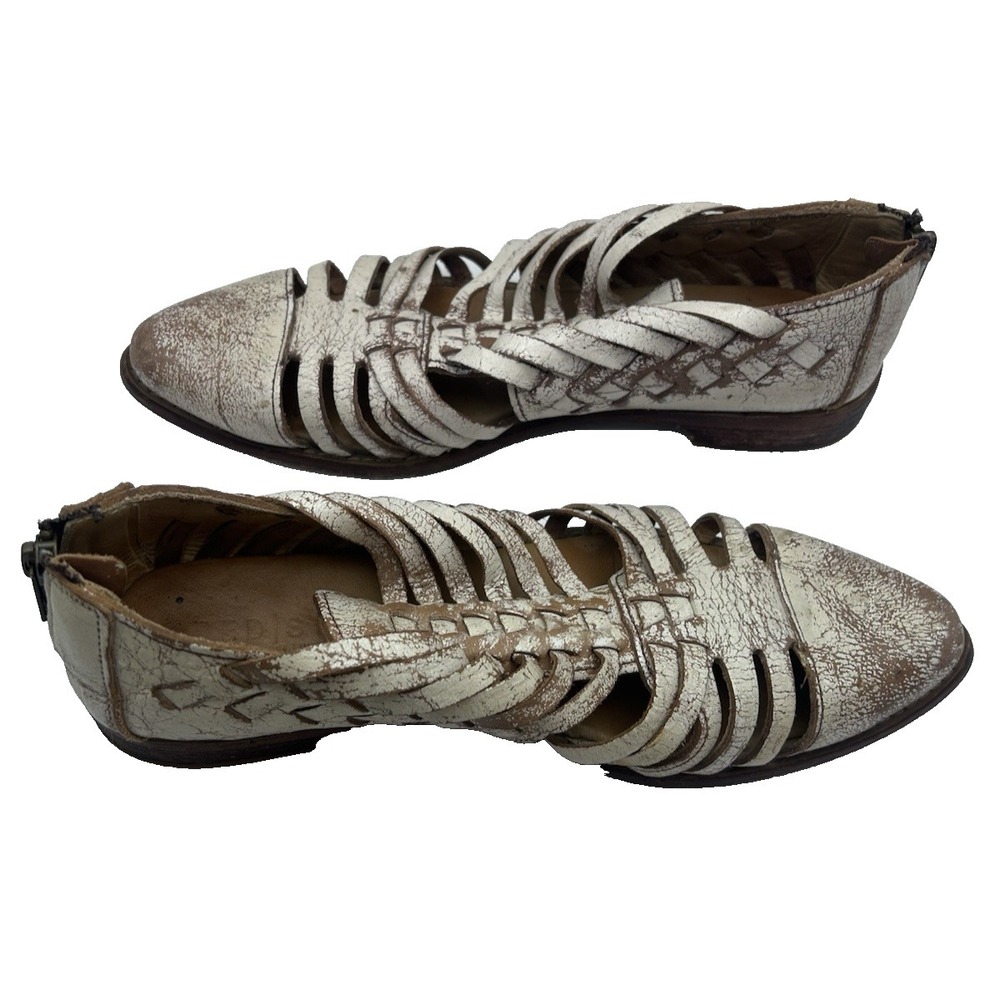 Destu Destressed Woven Leather Boho Artsy Whitchy Flats Size‎ 9